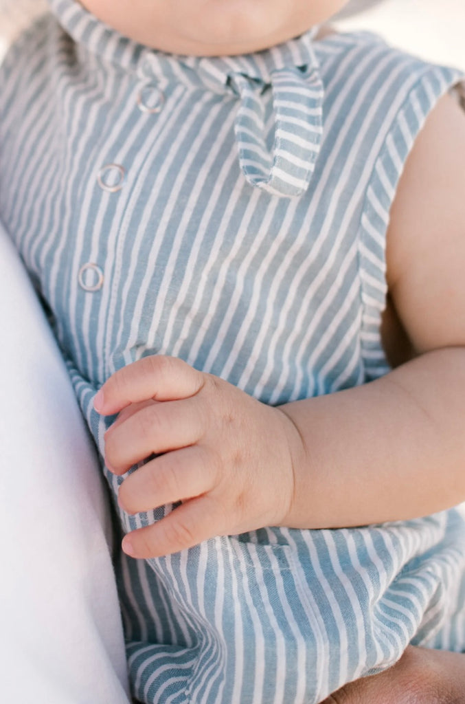Seersucker One Piece Marine Bl 3-6mo