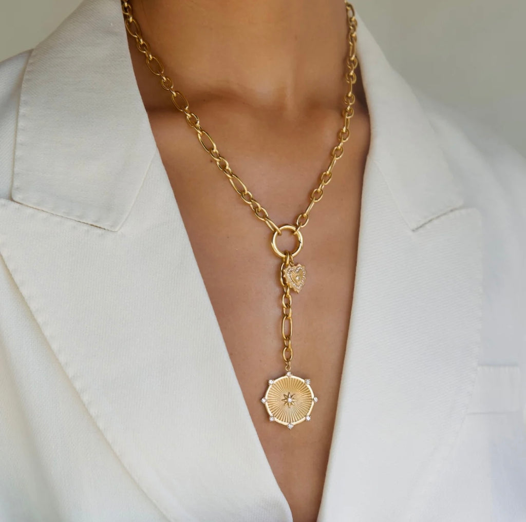 Linden Toggle Chain Medallion Lariat Necklace