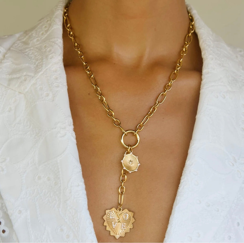 Nikita Toggle Chain Medallion Lariat Necklace