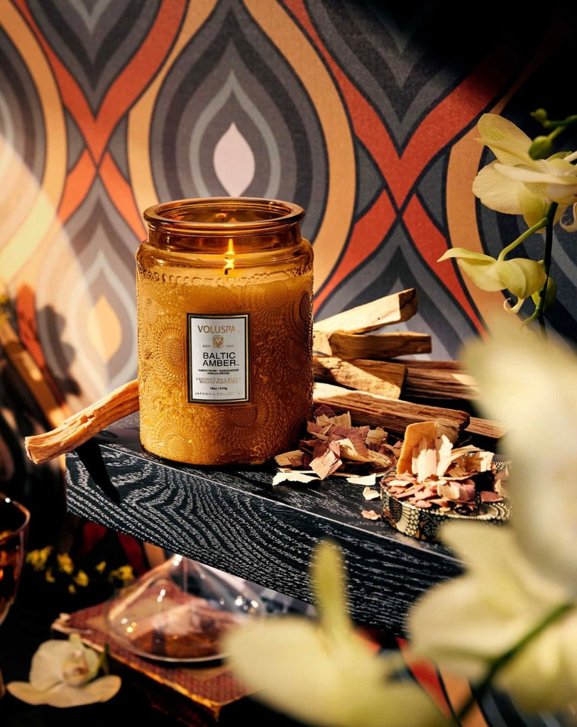 Voluspa Embossed Glass Jar Candle