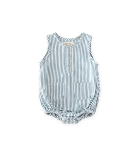 Seersucker One Piece Marine Bl  3-6mo