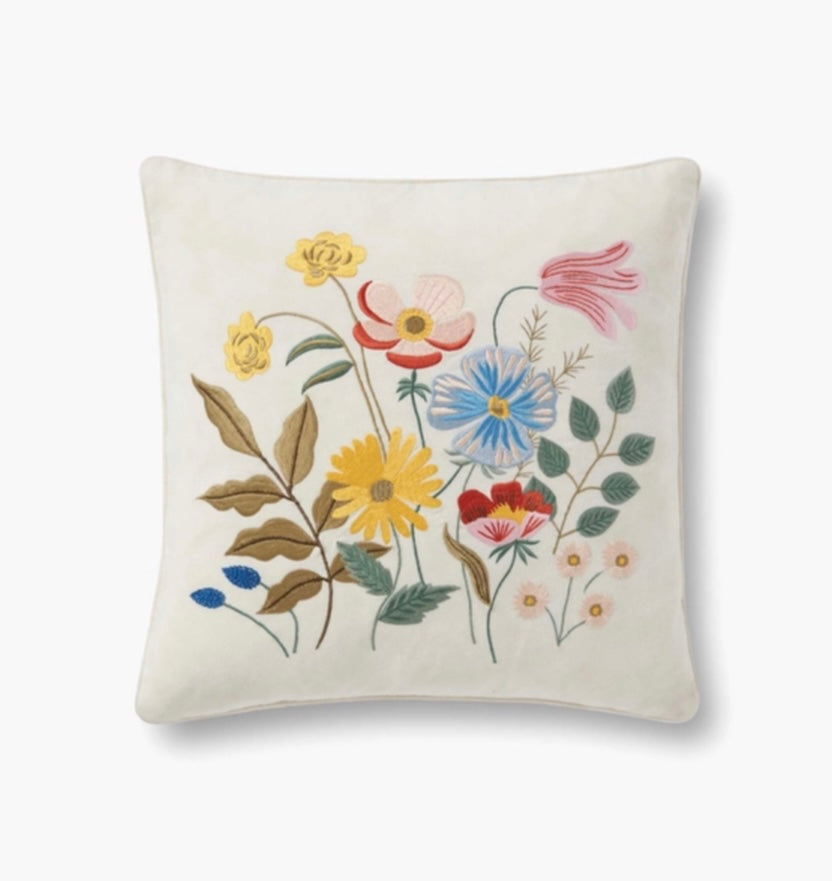 Rifle Paper Co. Strawberry Cluster Embroidered Pillow