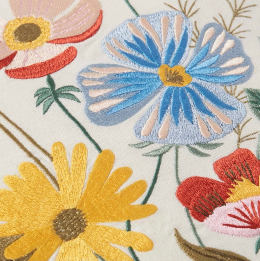 Rifle Paper Co. Strawberry Cluster Embroidered Pillow