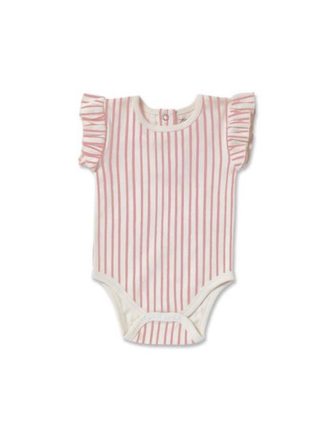 Pehr Stripes Away Pink Ruffle Onesie