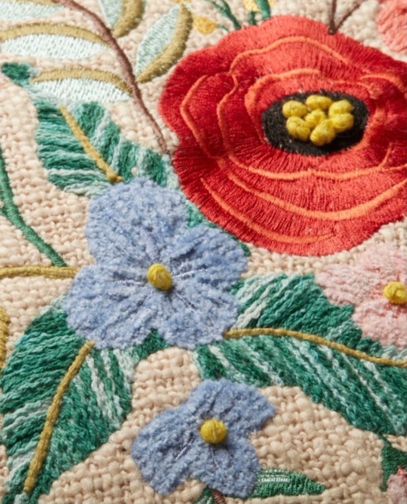 Rifle Paper Co. Garden Bouquet Embroidered Pillow