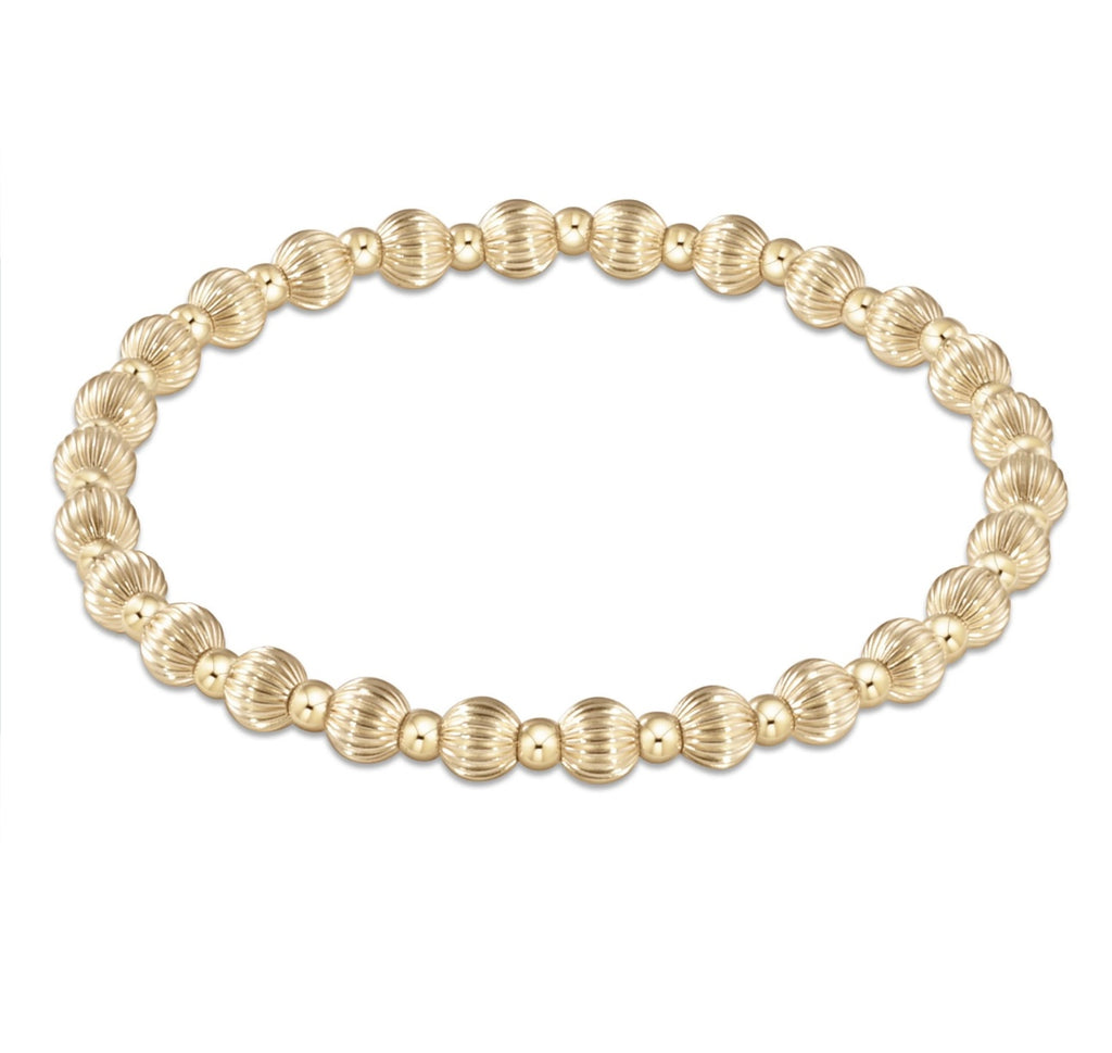 Dignity Grateful Pattern 5mm Bead Bracelet - gold