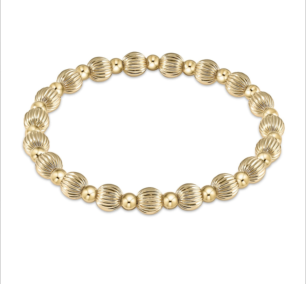 Dignity Grateful Pattern 6mm Bead Bracelet - gold