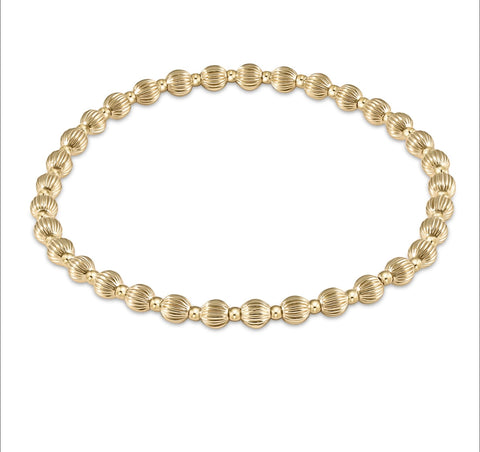 Dignity Grateful Pattern 4mm Bead Bracelet - gold