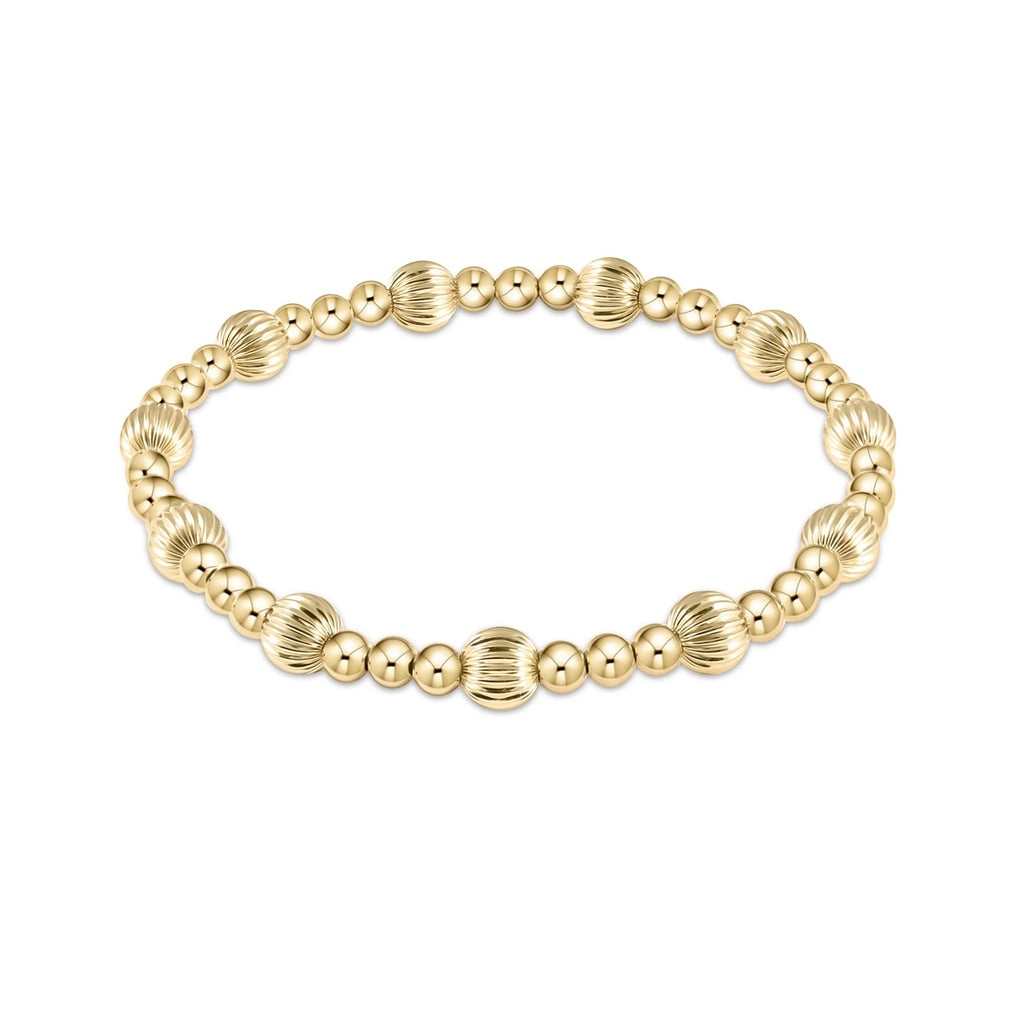 Dignity Sincerity Pattern 6mm Bead Bracelet - gold