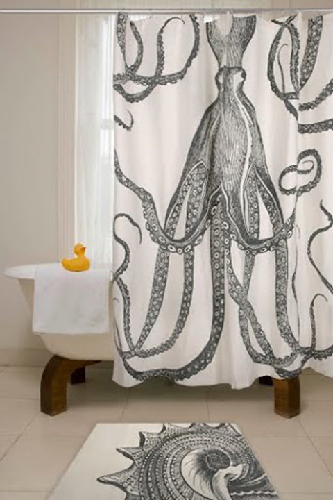 Octopus Charcoal Shower Curtain